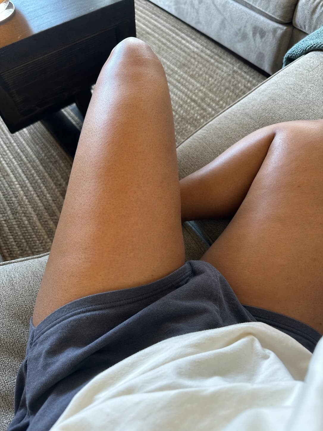 The same thigh on the sofa, before any ink